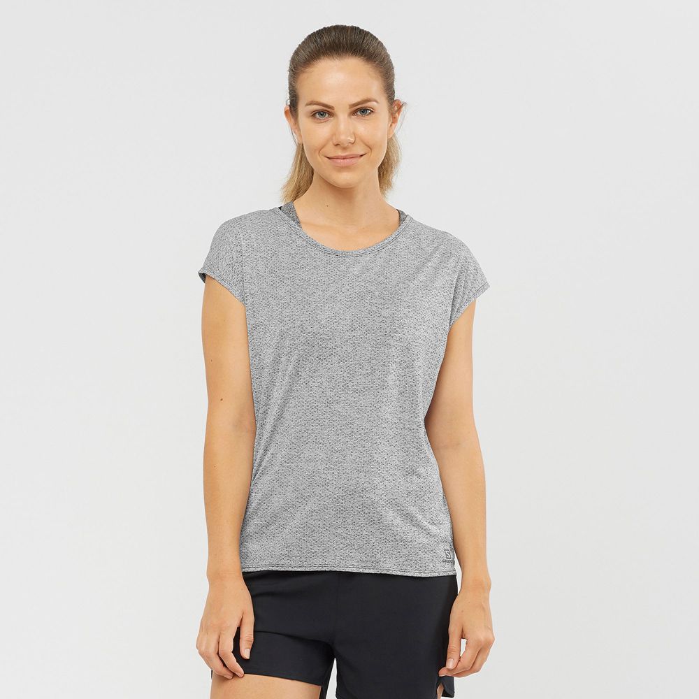 Salomon Singapore Womens T-shirts - XA SLEEVE TECH W Grey | 86534-NXIY